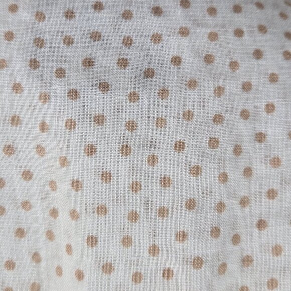 Rachel Zoe Size Medium Linen Button Up Blouse White Tan Polka Dots Boxy Cut - Picture 8 of 11